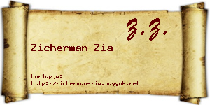 Zicherman Zia névjegykártya